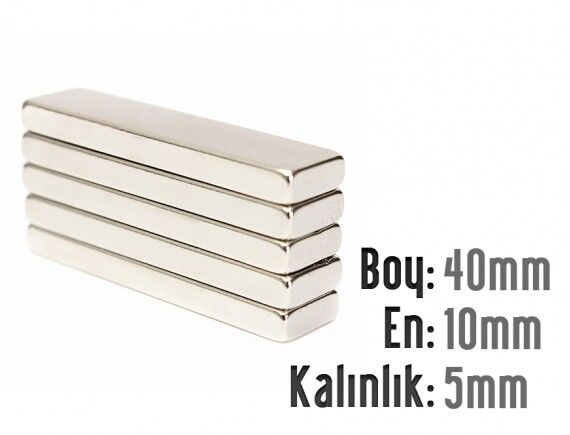 40 x 10 x 5 mm Neodyum Mıknatıs