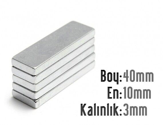 40 x 10 x 3 mm Neodyum Mıknatıs