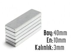 40 x 10 x 3 mm Neodyum Mıknatıs