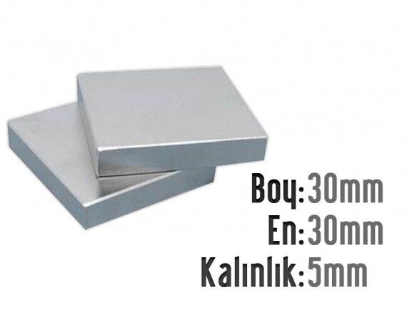 30 x 30 x 5 mm Neodyum Mıknatıs