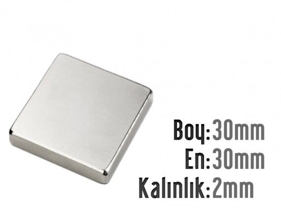 30 x 30 x 2 mm Neodyum Mıknatıs