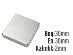 30 x 30 x 2 mm Neodyum Mıknatıs