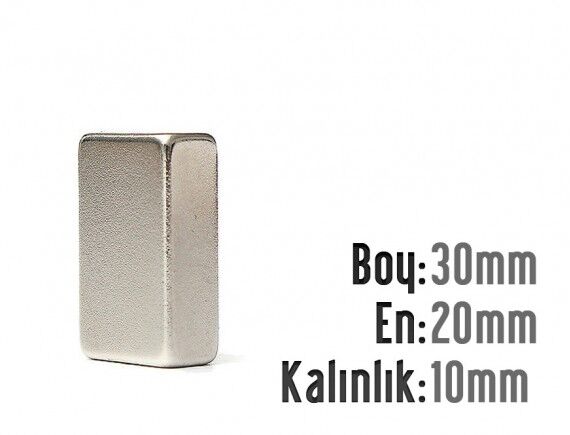 30 x 20 x 10 mm Neodyum Mıknatıs