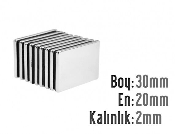 30 x 20 x 2 mm Neodyum Mıknatıs