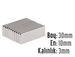 30 x 10 x 3 mm Neodyum Mıknatıs