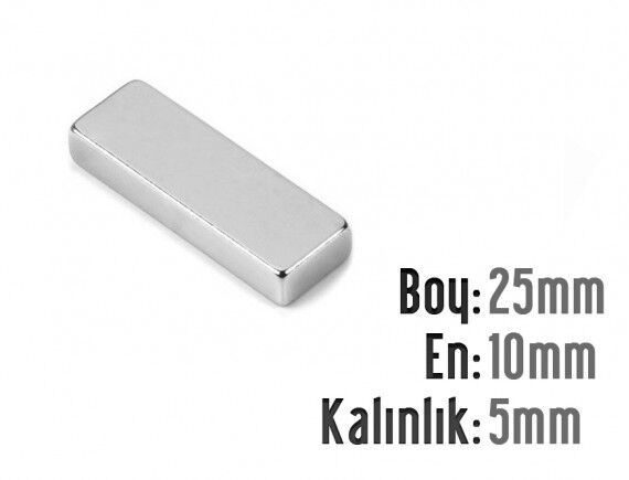 25 x 10 x 5 mm Neodyum Mıknatıs