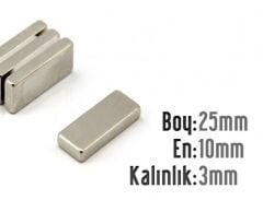 25 x 10 x 3 mm Neodyum Mıknatıs