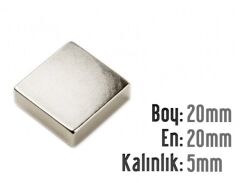 20 x 20 x 5 mm Neodyum Mıknatıs