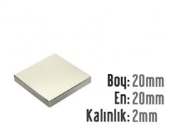 20 x 20 x 2 mm Neodyum Mıknatıs