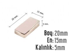 20 x 15 x 5 mm Neodyum Mıknatıs