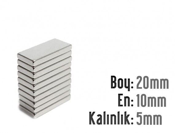 20 x 10 x 5 mm Neodyum Mıknatıs