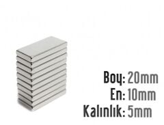 20 x 10 x 5 mm Neodyum Mıknatıs