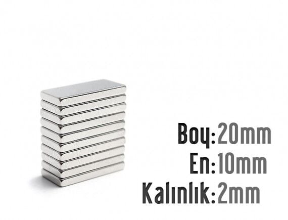 20 x 10 x 2 mm Neodyum Mıknatıs