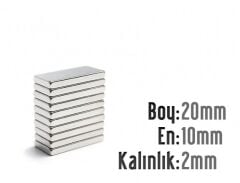 20 x 10 x 2 mm Neodyum Mıknatıs