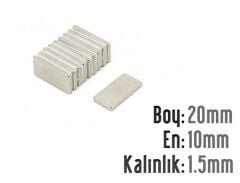 20 x 10 x 1,5 mm Neodyum Mıknatıs