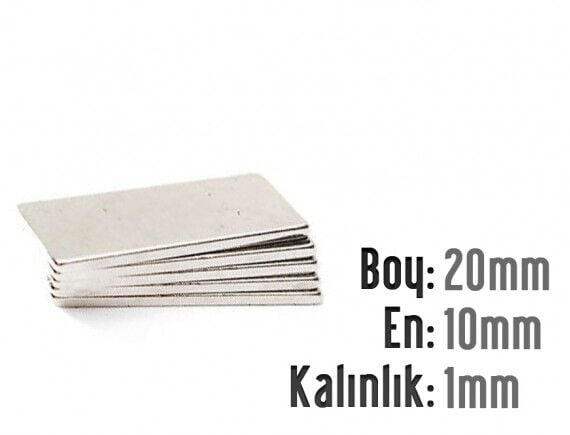 20 x 10 x 1 mm Neodyum Mıknatıs
