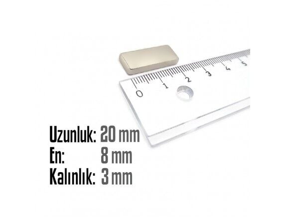 20 x 8 x 3 mm Neodyum Mıknatıs