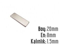20 x 8 x 1,5 mm Neodyum Mıknatıs