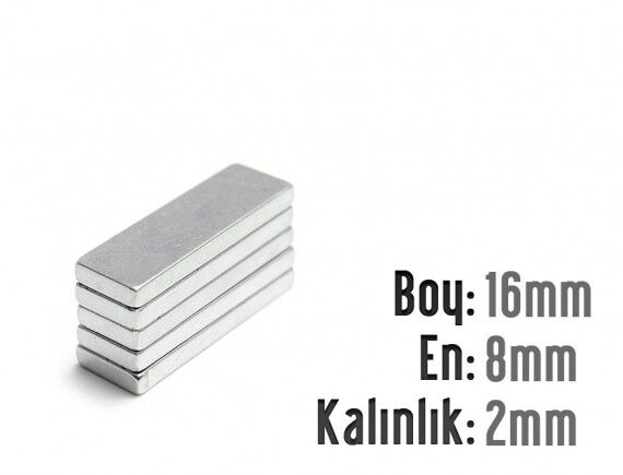 16 x 8 x 2 mm Neodyum Mıknatıs
