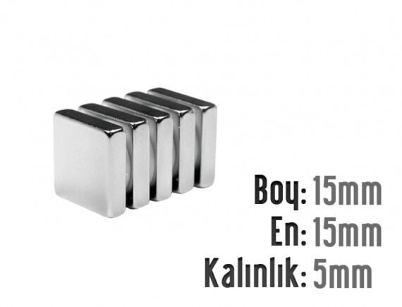 15 x 15 x 5 mm Neodyum Mıknatıs