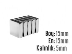15 x 15 x 5 mm Neodyum Mıknatıs