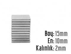 15 x 10 x 2 mm Neodyum Mıknatıs