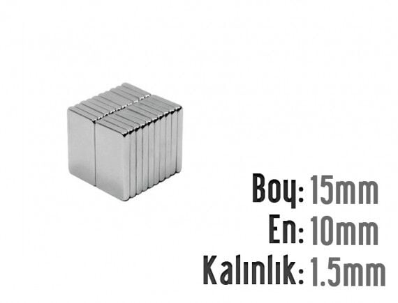 15 x 10 x 1,5 mm Neodyum Mıknatıs
