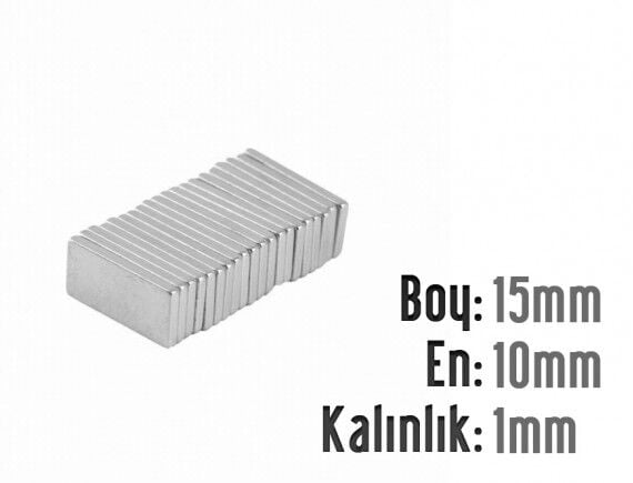15 x 10 x 1 mm Neodyum Mıknatıs