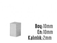 10 x 10 x 2 mm Neodyum Mıknatıs