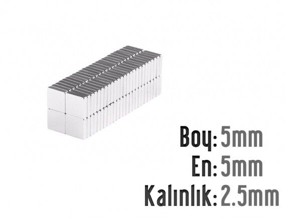 5 x 5 x 2,5 mm Neodyum Mıknatıs