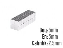 5 x 5 x 2,5 mm Neodyum Mıknatıs