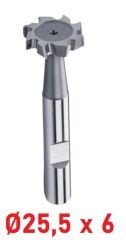 Ø25,5 x 6 mm T - Yarık Freze Çapraz Dişli