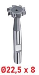 Ø22,5 x 8 mm T - Yarık Freze Çapraz Dişli