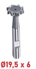Ø19,5 x 6 mm T - Yarık Freze Çapraz Dişli