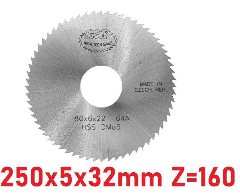 250 x 5 x 32 mm Z=160 Daire Testere HSS DIN1837
