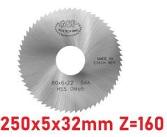 250 x 5 x 32 mm Z=160 Daire Testere HSS DIN1837