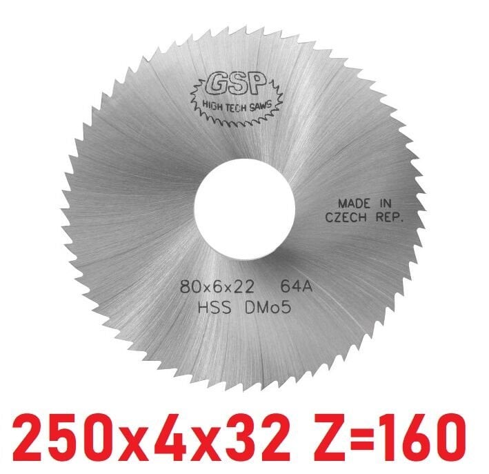 250 x 4 x 32 mm Z=160 Daire Testere HSS DIN1837