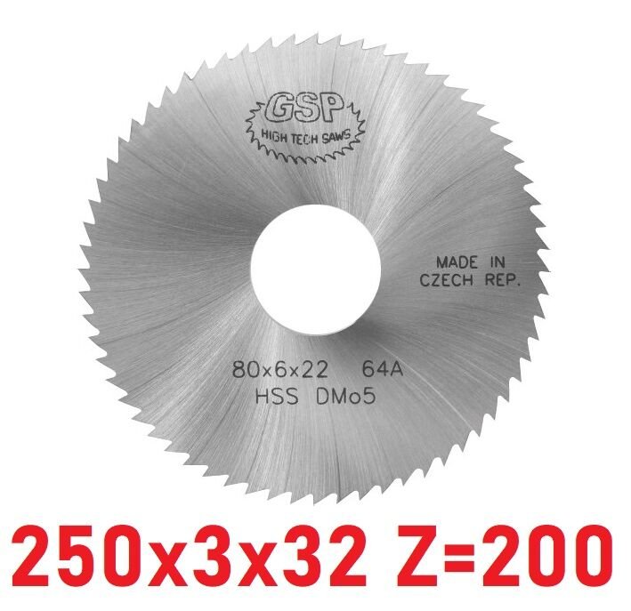 250 x 3 x 32 mm Z=200 Daire Testere HSS DIN1837