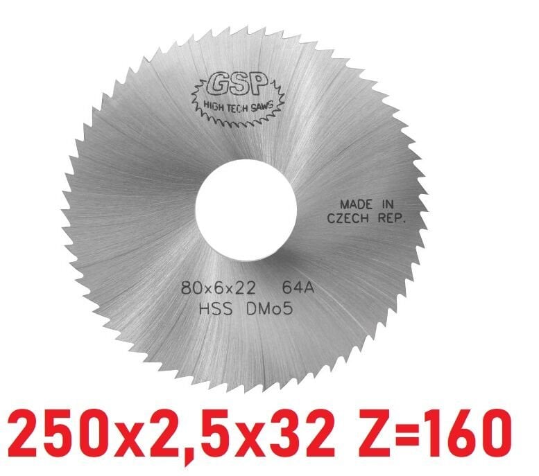 250 x 2,5 x 32 mm Z=160 Daire Testere HSS DIN1837