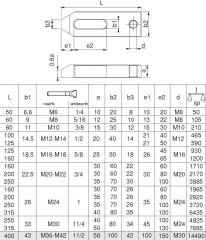M12 x 100 Destek Delikli Düz Pabuç
