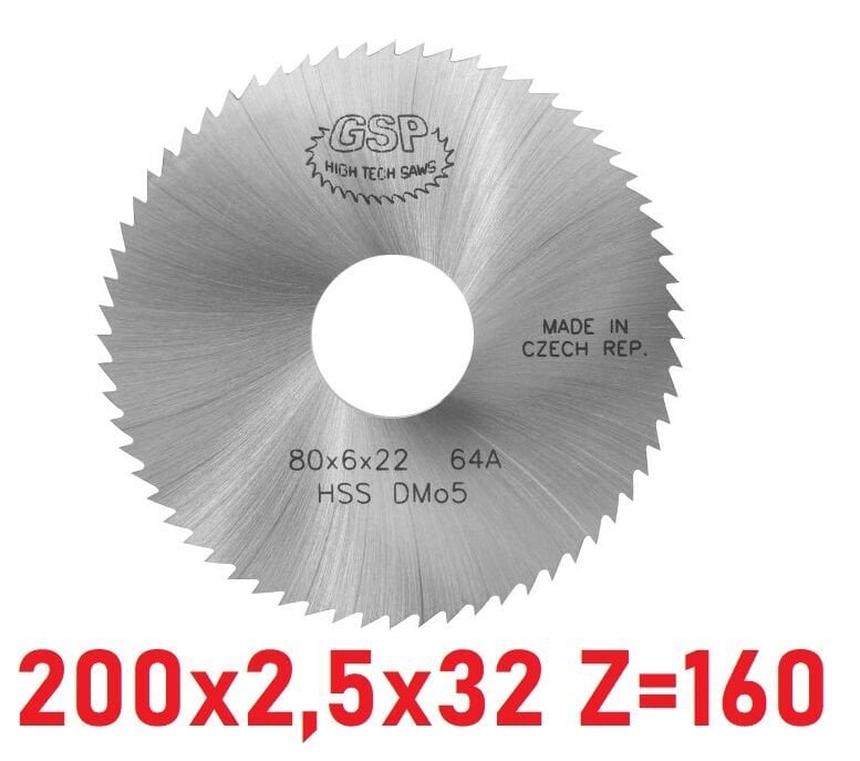 200 x 2,5 x 32 mm Z=160 Daire Testere HSS DIN1837