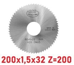 200 x 1,5 x 32 mm Z=200 Daire Testere HSS DIN1837