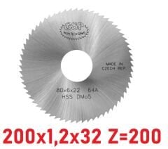200 x 1,2 x 32 mm Z=200 Daire Testere HSS DIN1837