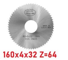 160 x 4 x 32 mm Z=64 Daire Testere HSS DIN1837
