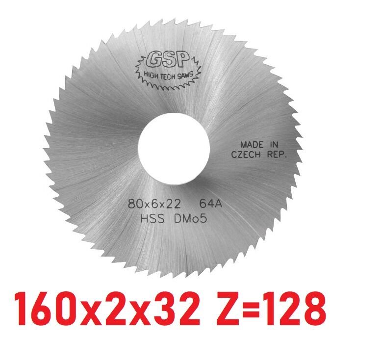 160 x 2 x 32 mm Z=128 Daire Testere HSS DIN1837