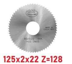 125 x 2 x 22 mm Z=128 Daire Testere HSS DIN1837