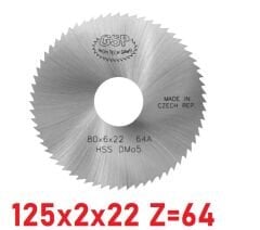 125 x 2 x 22 mm Z=64 Daire Testere HSS DIN1837