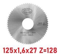 125 x 1,6 x 27 mm Z=128 Daire Testere HSS DIN1837