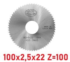 100 x 2,5 x 22 mm Z=100 Daire Testere HSS DIN1837