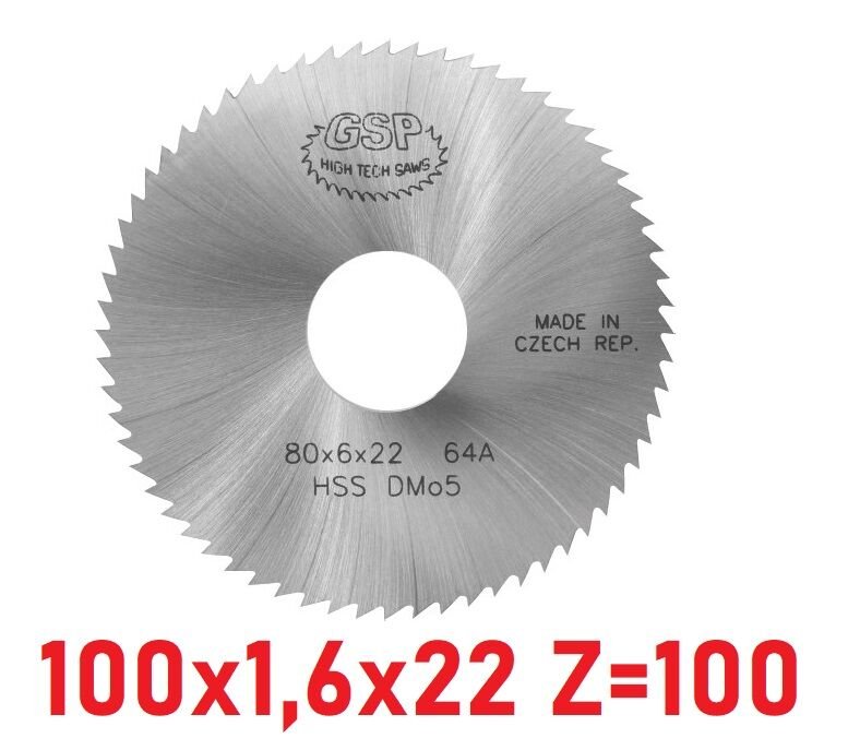 100 x 1,6 x 22 mm Z=100 Daire Testere HSS DIN1837